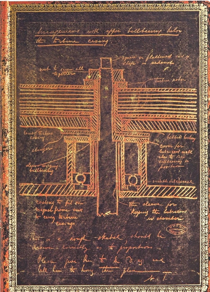 TESLA, SKETCH OF A TURBINE. MIDI FLEXIS RENGLONES