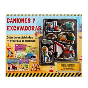CAJA DE ACTIVIDADES CON PEGATINAS DE BURBUJAS. CAMIONES